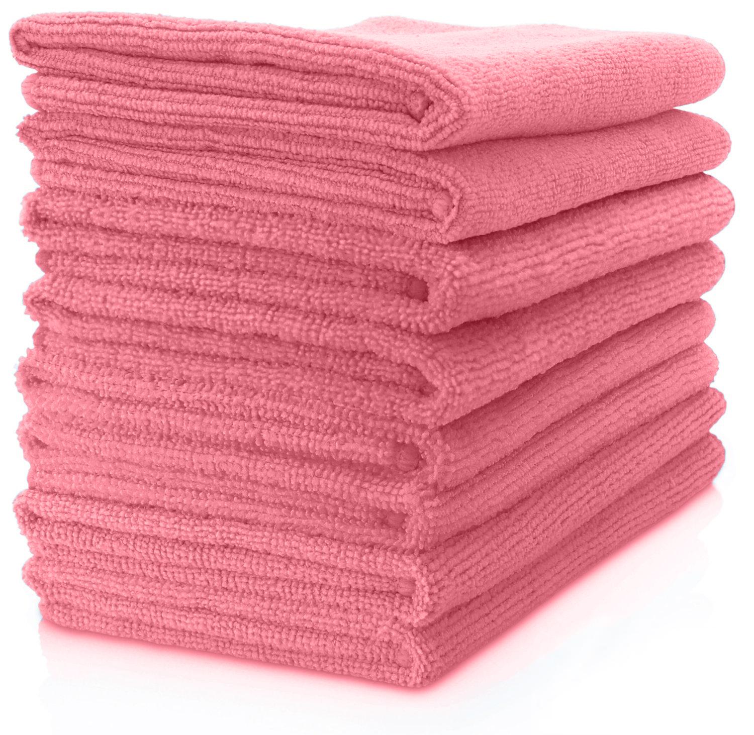 MAXIGLEAM Red/Pink Microfibre Cloths Pack of 50 Cloths 40x40cms